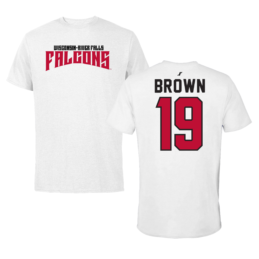 University of Wisconsin-River Falls Football White Classic Performance Tee - #19 Dylan Brown
