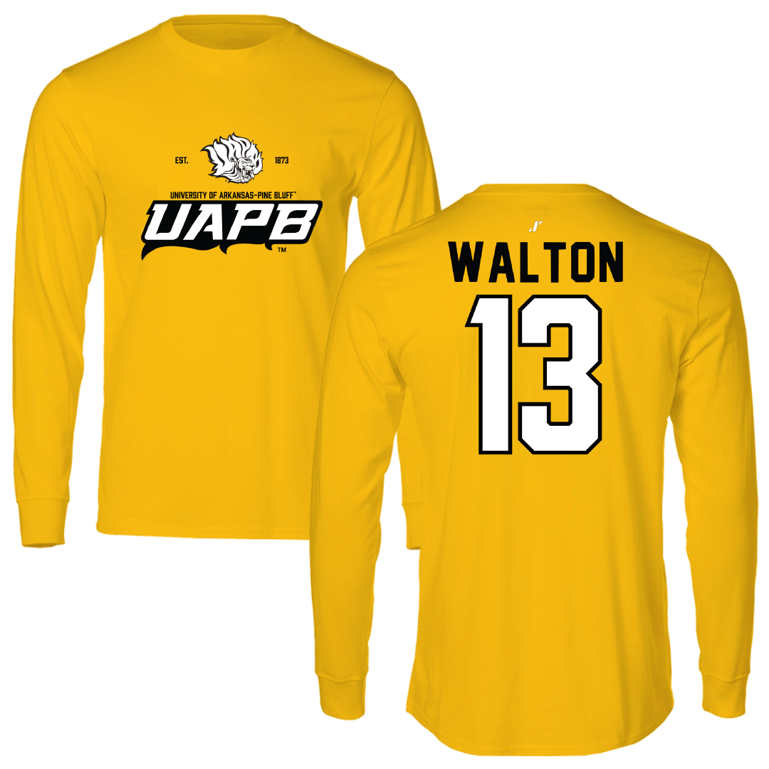 University of Arkansas-Pine Bluff Softball Gold General Long Sleeve - #13 Justice Walton