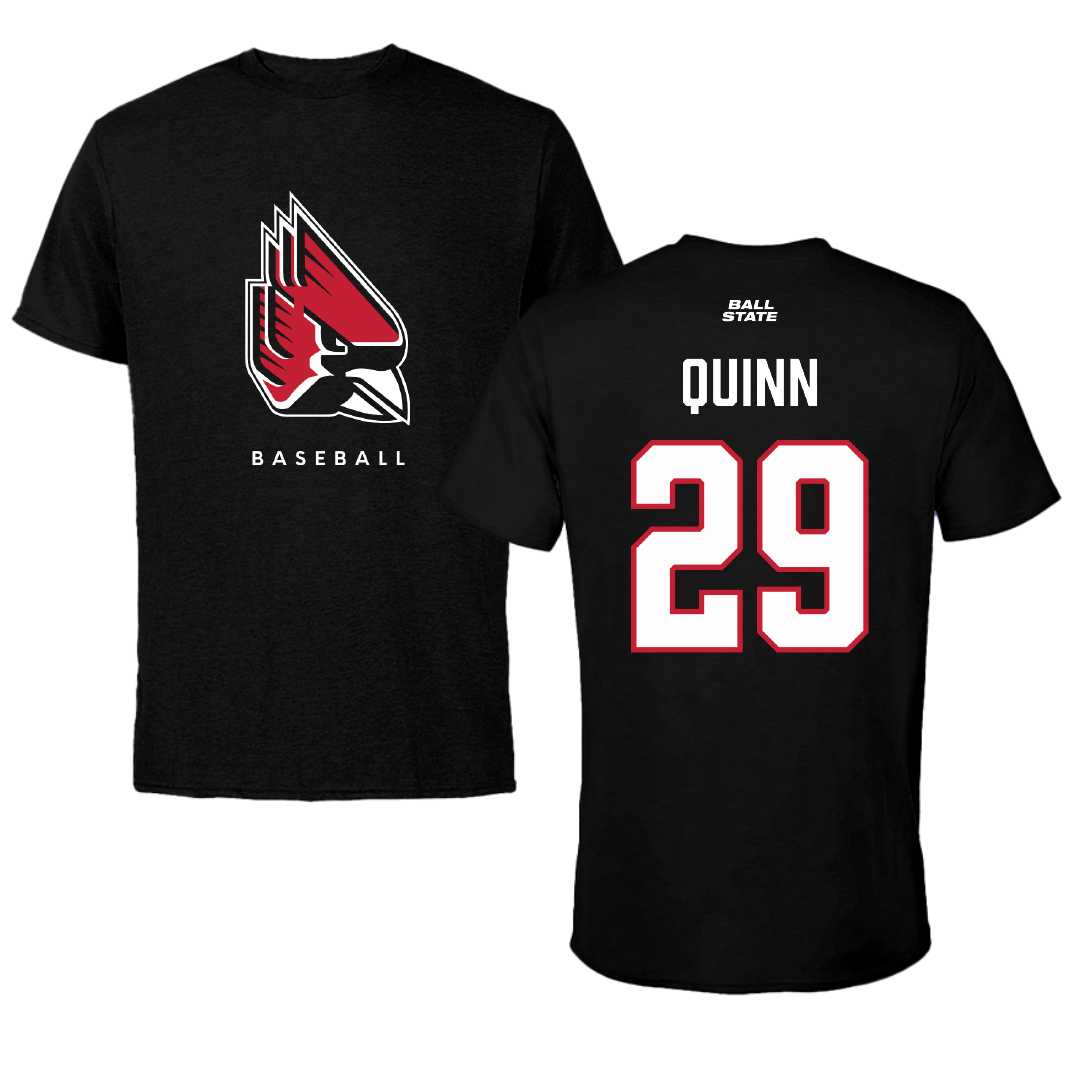 Ball State University Baseball Black Performance Tee - #29 Owen Quinn
