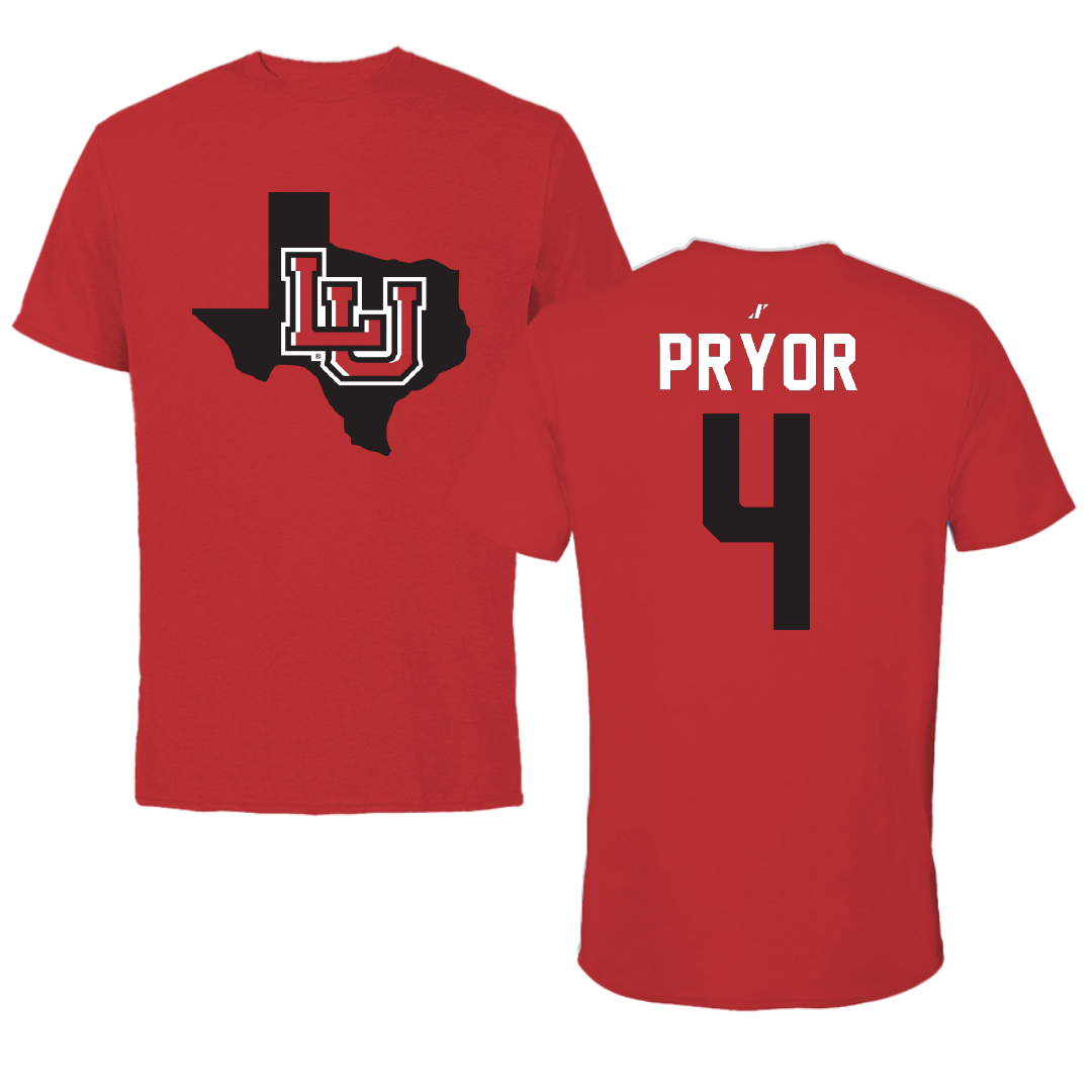 Lamar University Basketball Red State Tee - #4 Chris Pryor