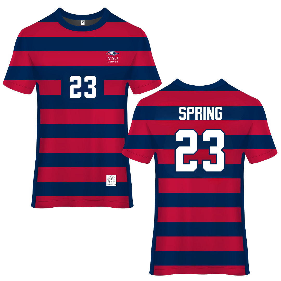Metropolitan State University of Denver Red Striped Soccer Jersey - #23 Sami Spring