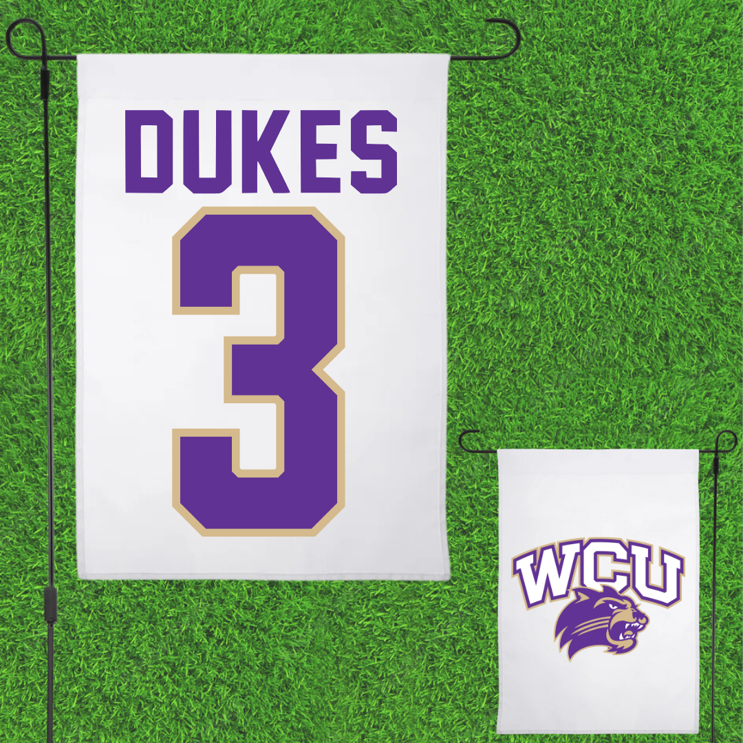 Western Carolina University Football White Garden Flag - #3 Samaurie Dukes