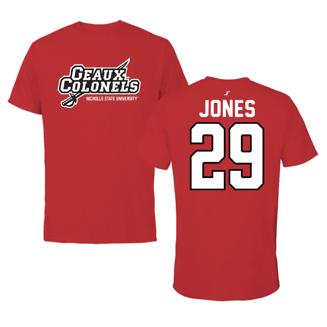Nicholls State University Soccer Red General Tee - #29 Allie Jones