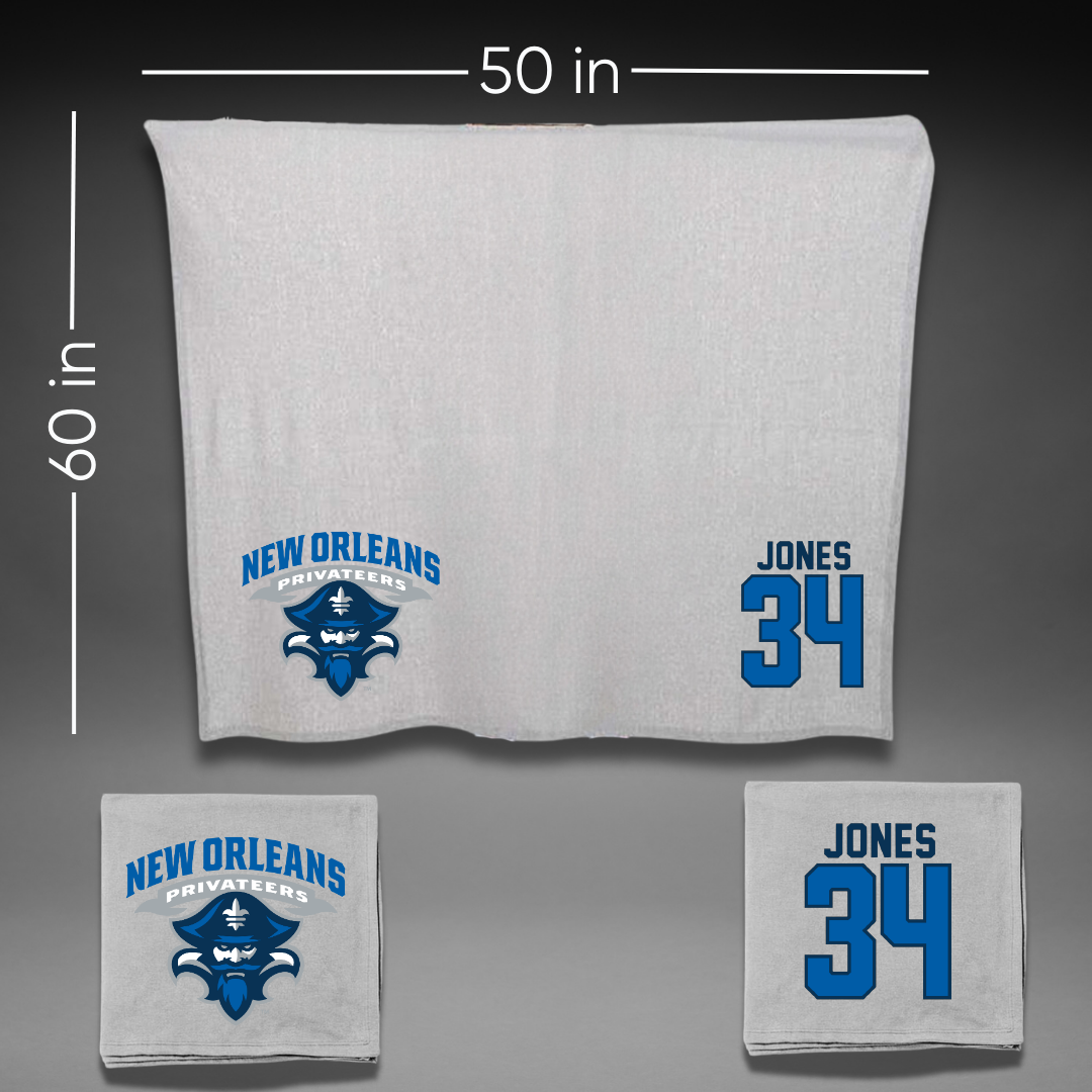 University of New Orleans Baseball Gray Blanket - #34 Skylar Jones