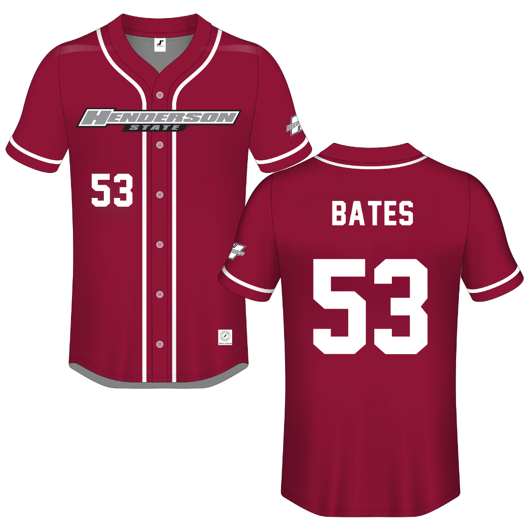 Henderson State University Red Button-Down Jersey - #53 Christian Bates