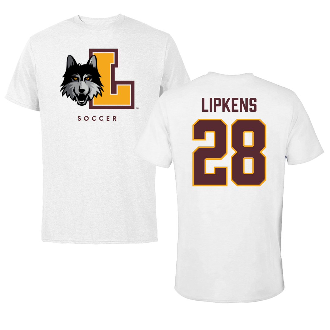 Loyola University-Chicago Soccer White Performance Tee - #28 Naya Lipkens