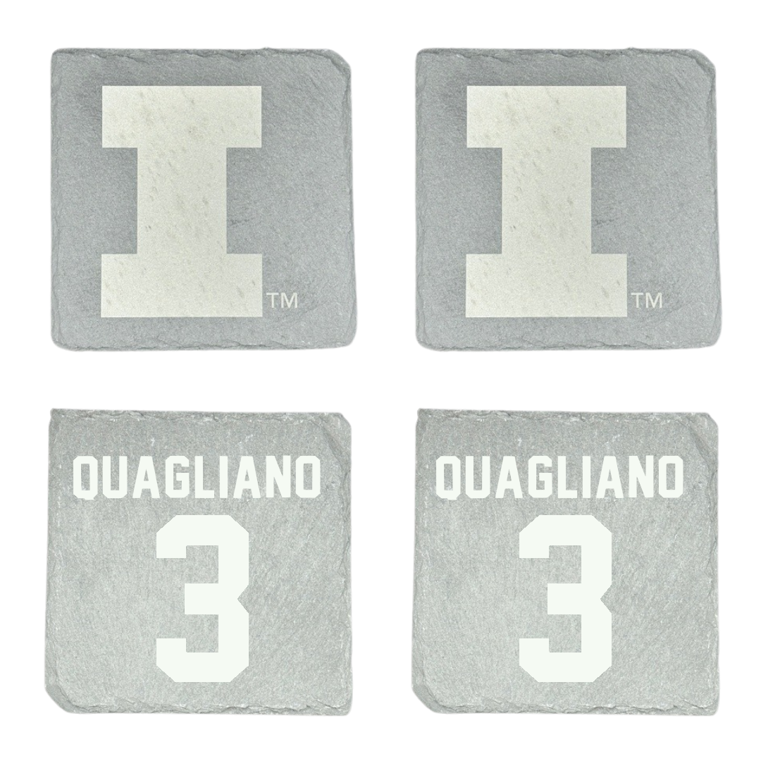 University of Illinois Baseball Stone Coaster (4 Pack)  - #3 Coltin Quagliano