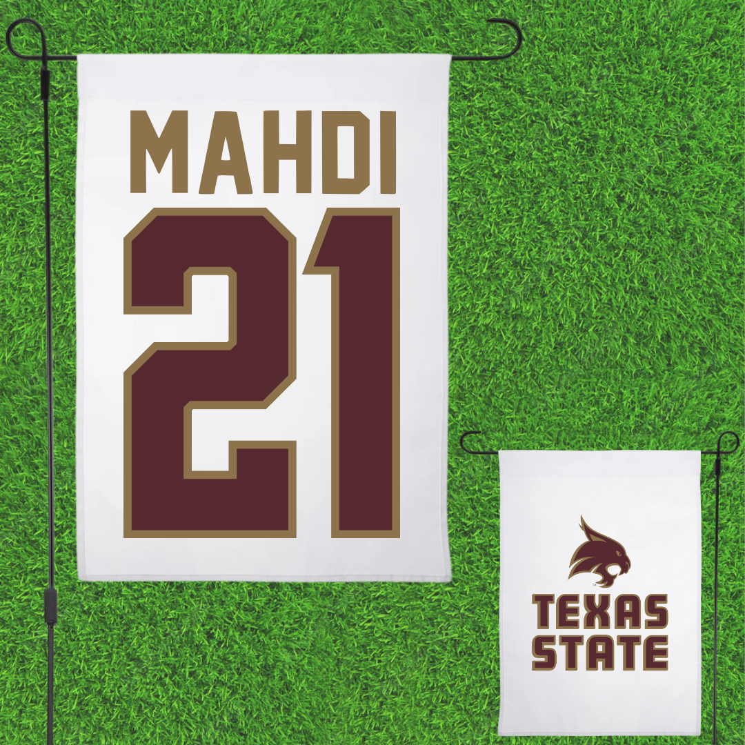 Texas State University Football White Garden Flag - #21 Ismail Mahdi