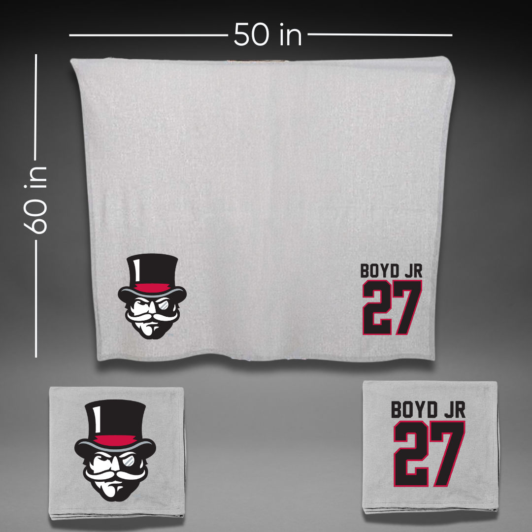 Austin Peay State University Football Gray Blanket - #27 Tetoe Boyd Jr