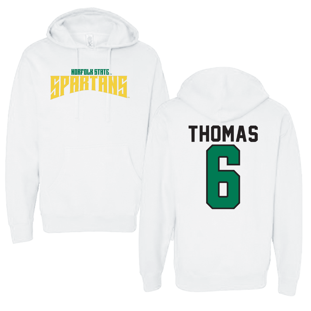 Norfolk State University Basketball White Classic Hoodie - #6 Jamarii Thomas