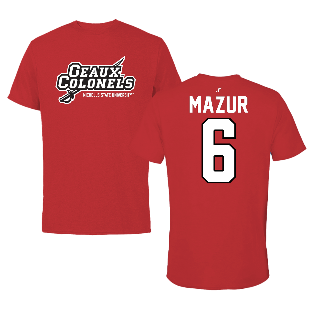 Nicholls State University Soccer Red General Performance Tee - #6 Lillie Mazur