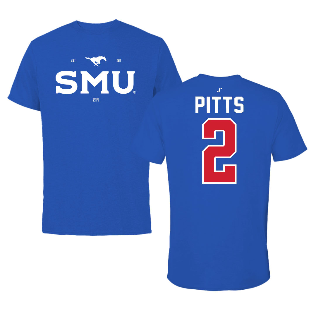 Southern Methodist University Basketball Blue General Performance Tee - #2 TK Pitts