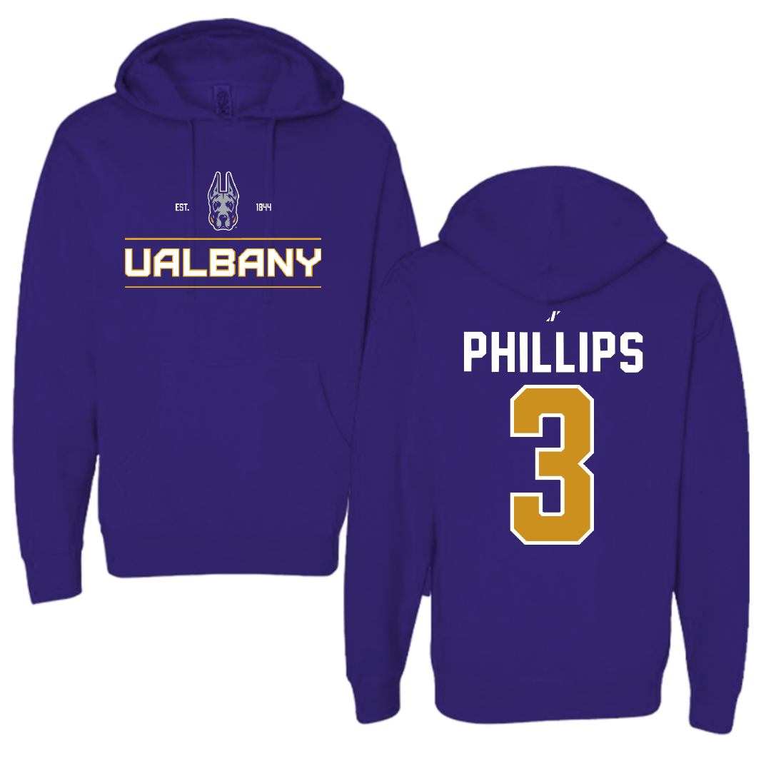 University at Albany Basketball Purple General Hoodie - #3 Lilly Phillips