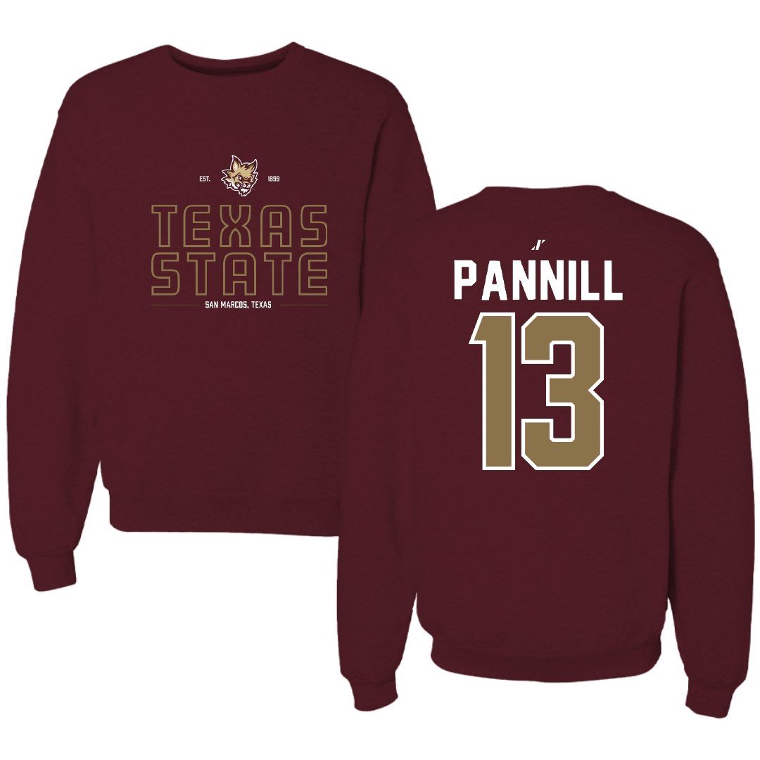 Texas State University Softball Maroon General Crewneck - #13 Braylin Pannill