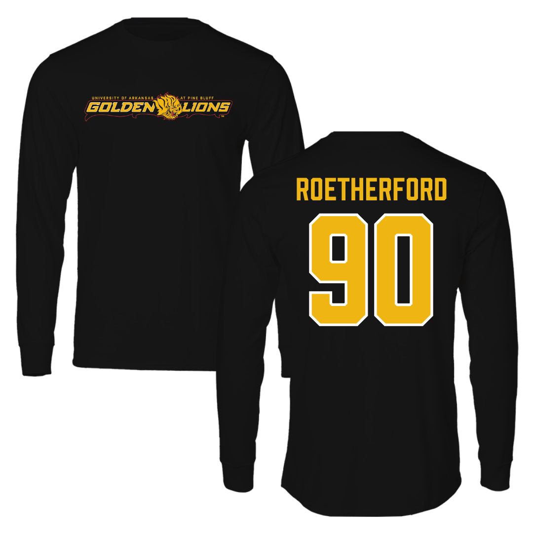 University of Arkansas-Pine Bluff Football Black Performance Long Sleeve - #90 Cameron Roetherford