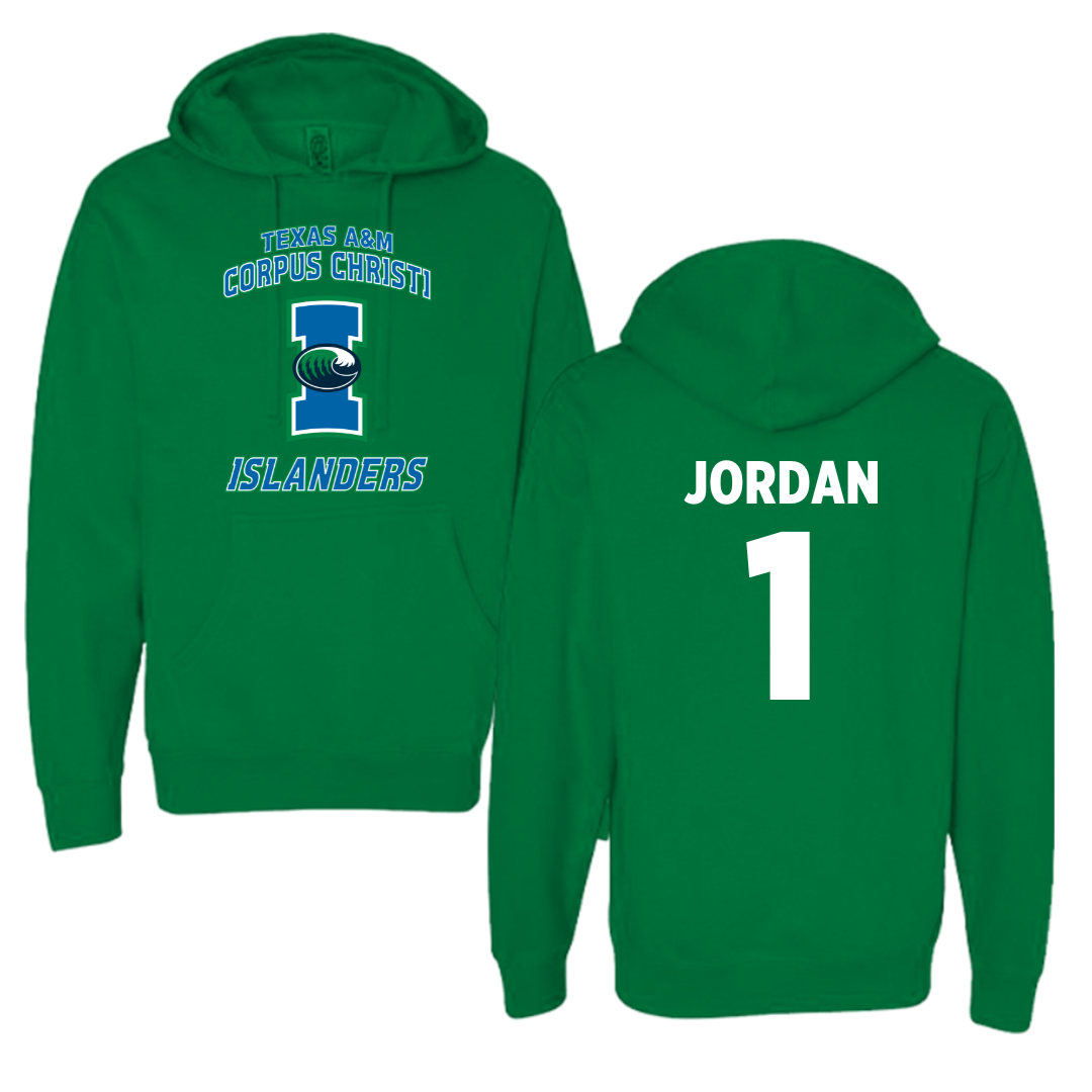 Texas A&M University-Corpus Christi Beach Volleyball Green Hoodie - #1 Raven Jordan