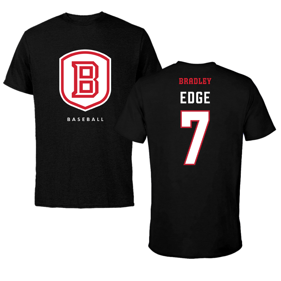 Bradley University Baseball Black Shield Performance Tee - #7 Anthony Edge