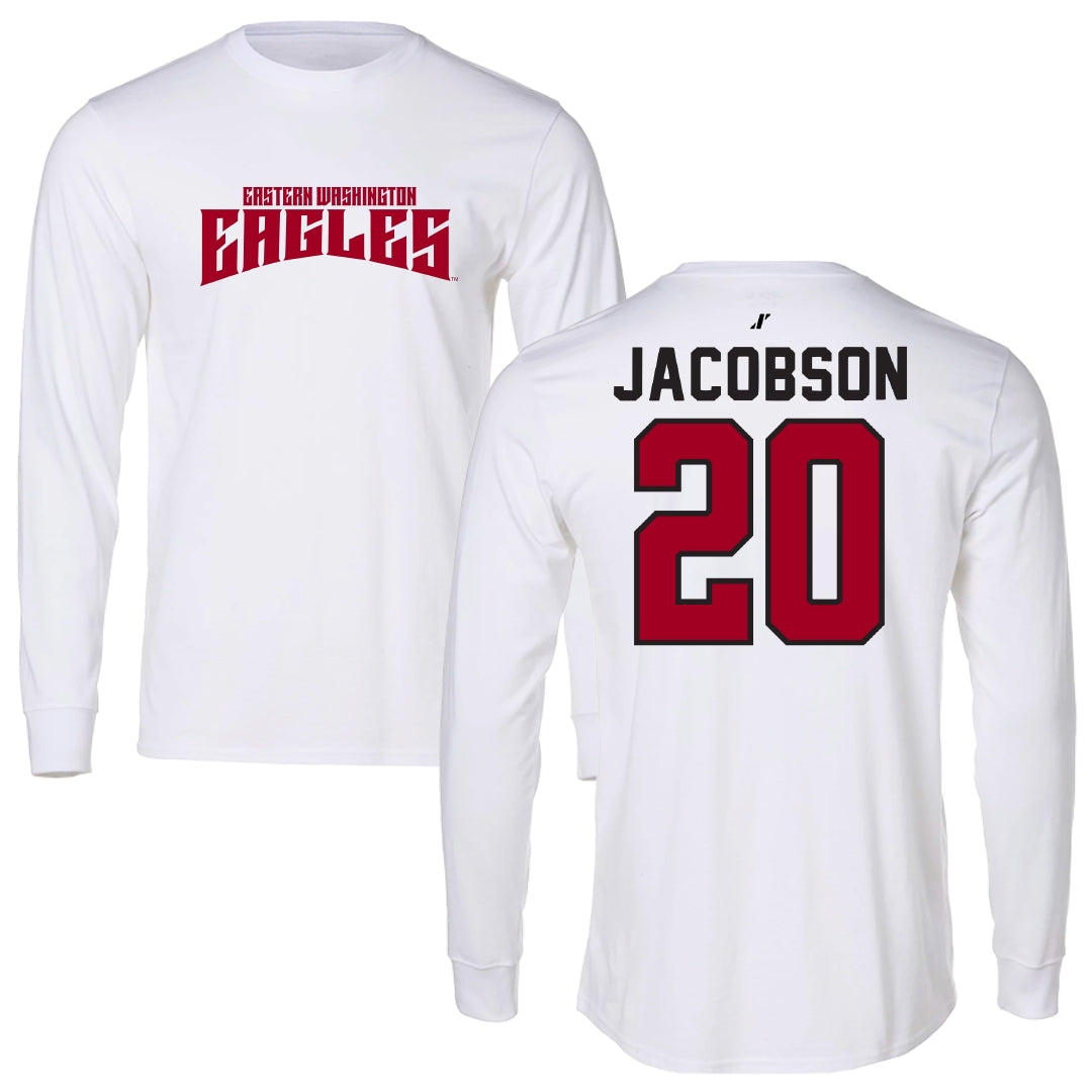 Eastern Washington University Football White Classic Performance Long Sleeve - #20 Tyson Jacobson