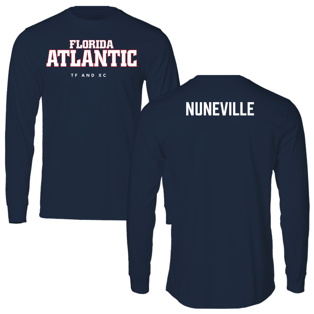Florida Atlantic University TF and XC Navy Block Performance Long Sleeve - William Nuneville