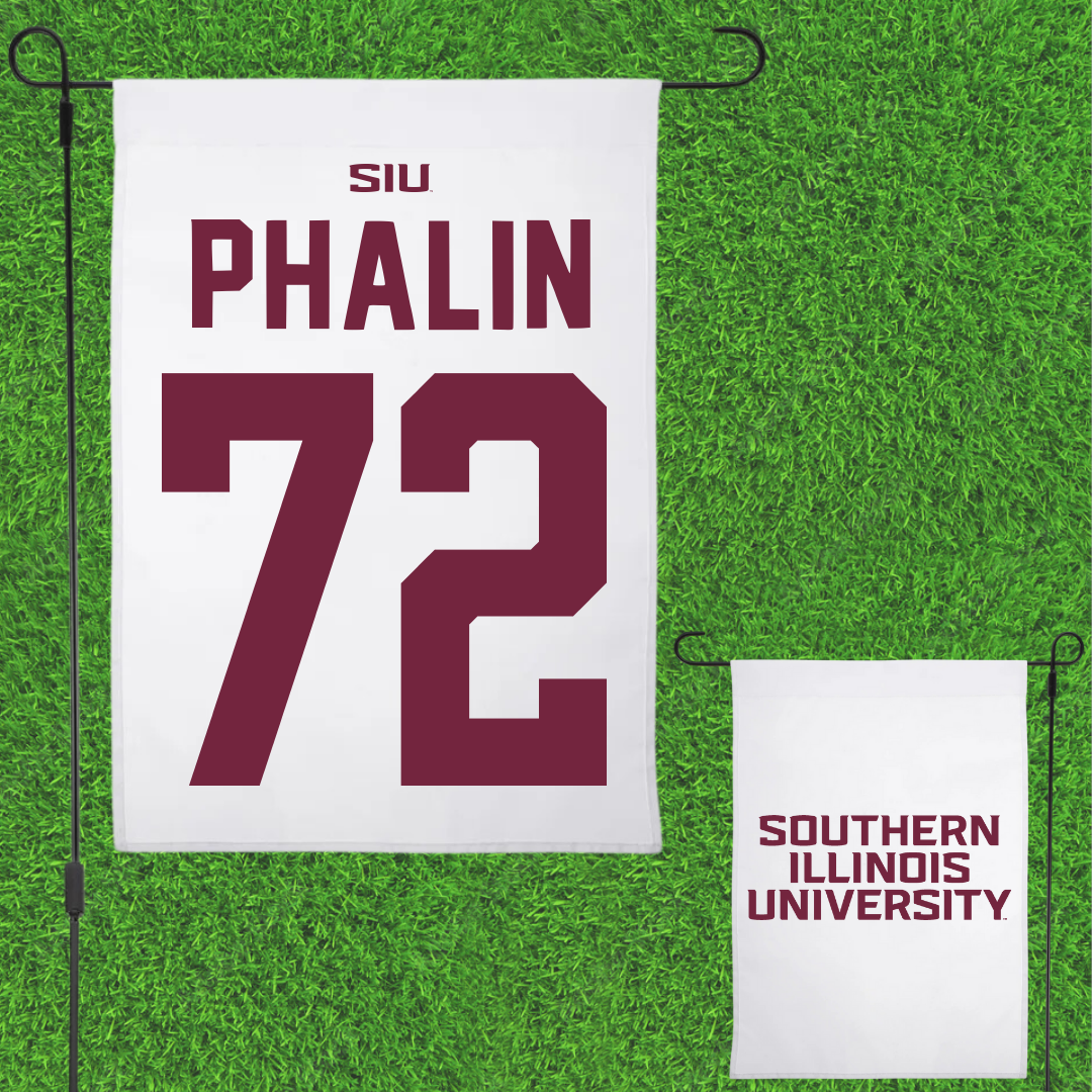 Southern Illinois University at Carbondale Football White Garden Flag - #72 Cooper Phalin