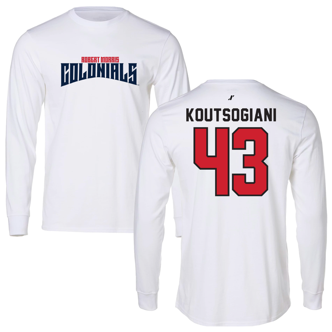 Robert Morris University Softball White Classic Long Sleeve - #43 Alaina Koutsogiani
