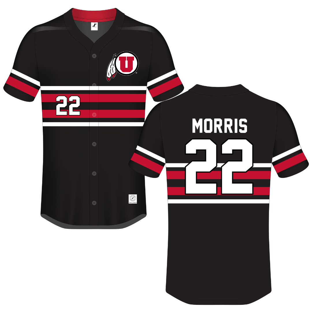 University of Utah Black Button-Down Jersey - #22 Halle Morris