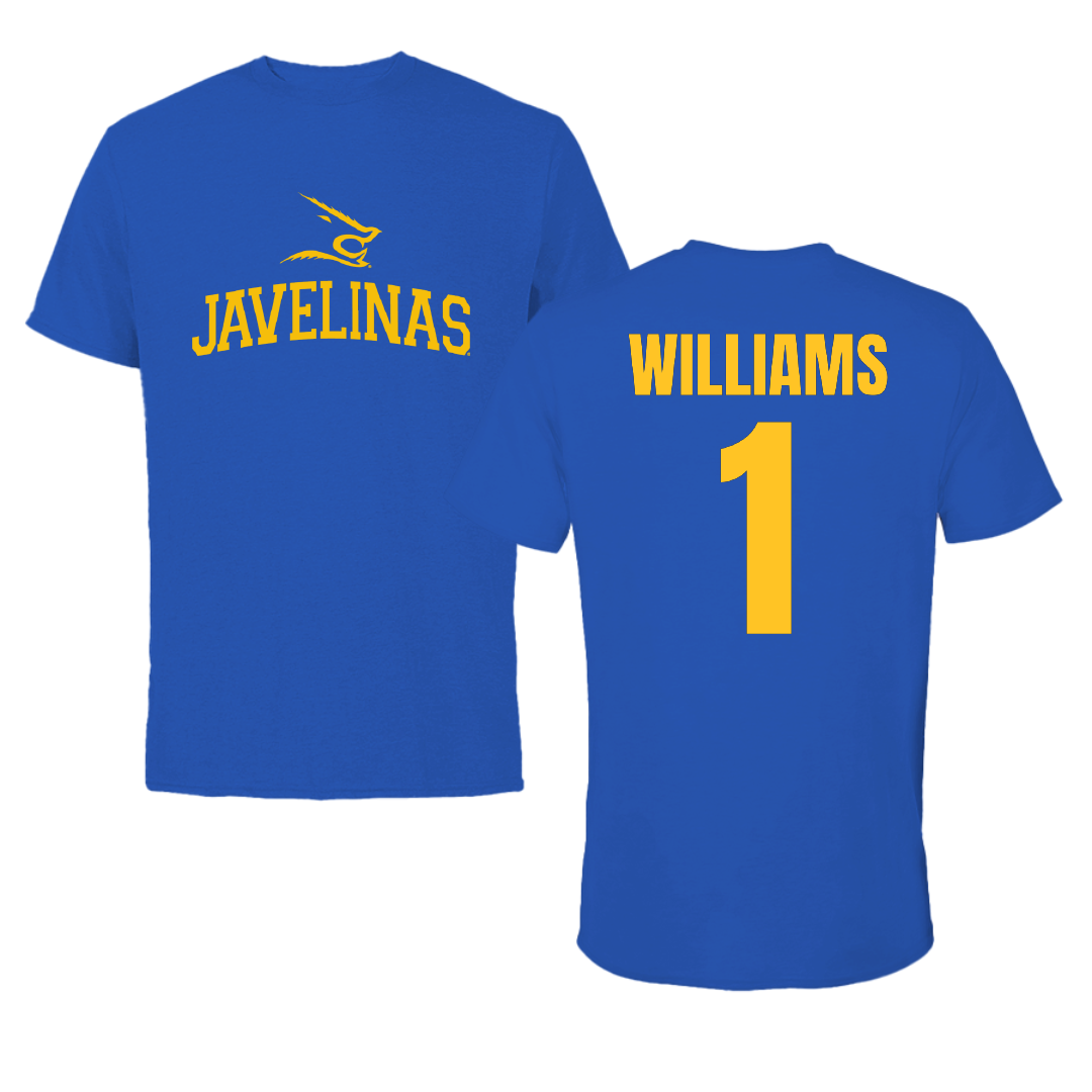 Texas A&M University-Kingsville Football Blue Tee - #1 Kannon Williams