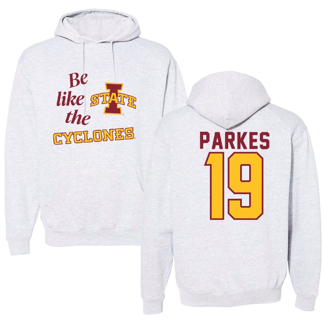 Iowa State University Football Light Gray Be Like Us Hoodie - #19 Michael Parkes
