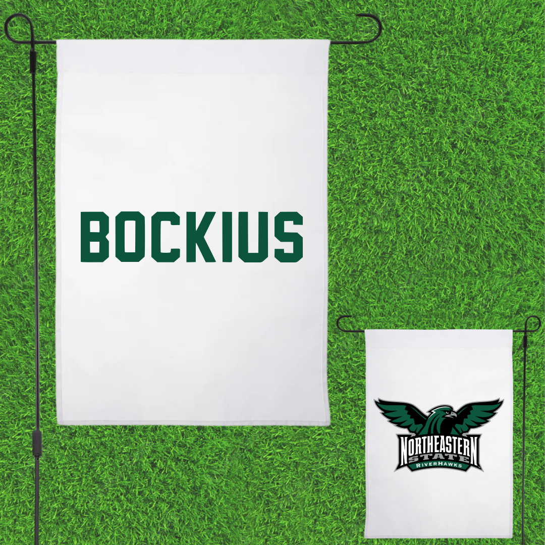 Northeastern State University Baseball White Garden Flag - Brazen Bockius