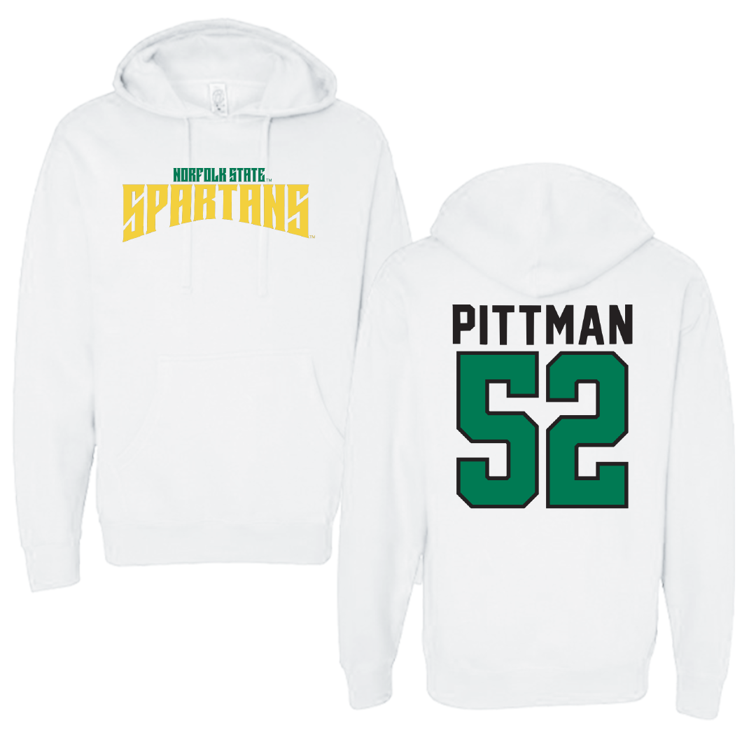 Norfolk State University Football White Classic Hoodie - #52 Austin Pittman