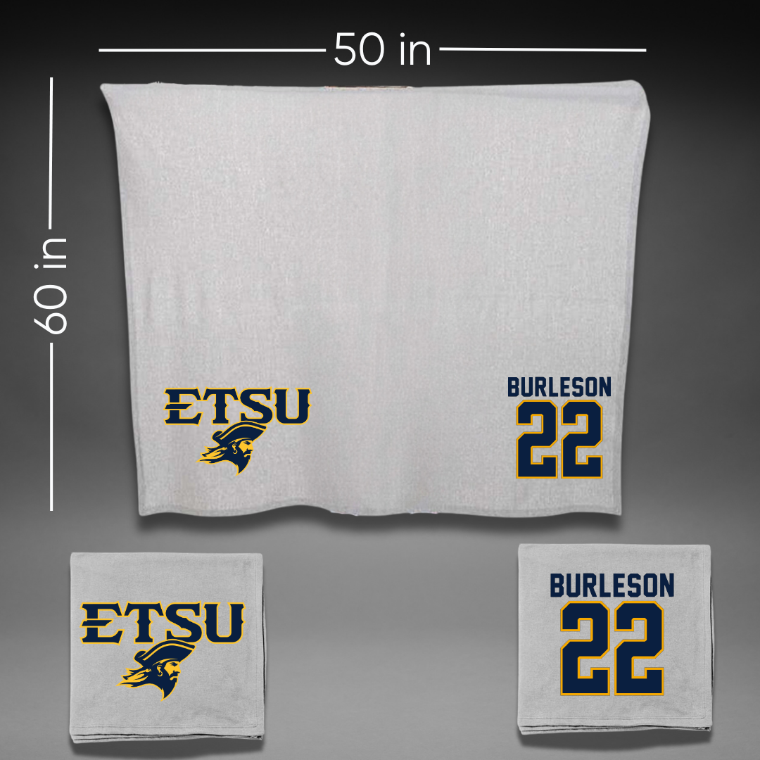 East Tennessee State University Soccer Gray Blanket - #22 Megan Burleson