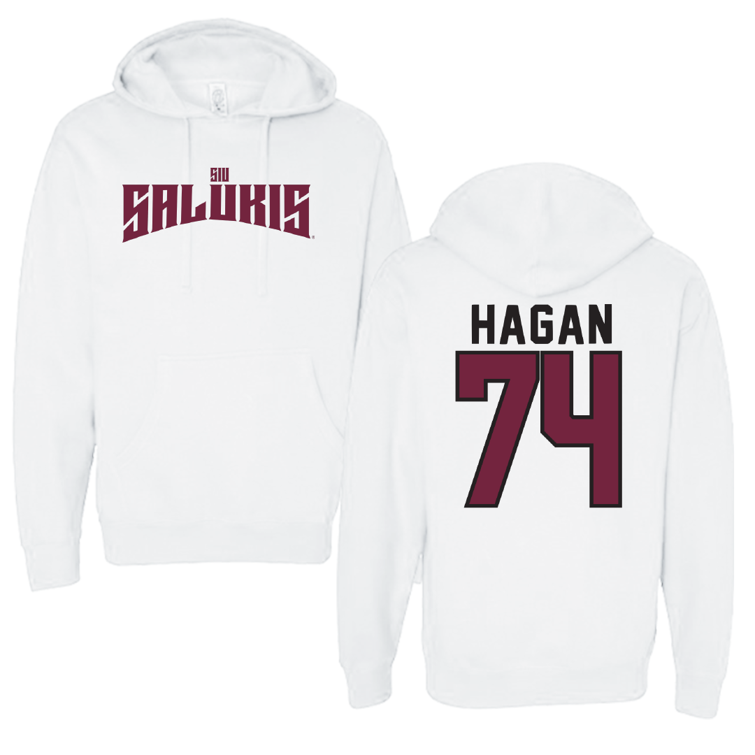 Southern Illinois University at Carbondale Football White Classic Hoodie - #74 Harris Hagan