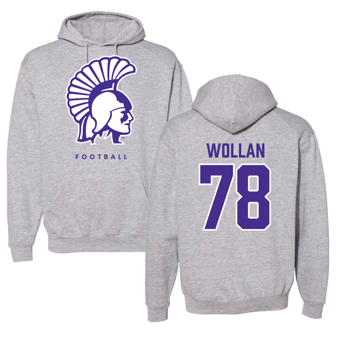 Winona State University Football Gray Hoodie - #78 Garit Wollan
