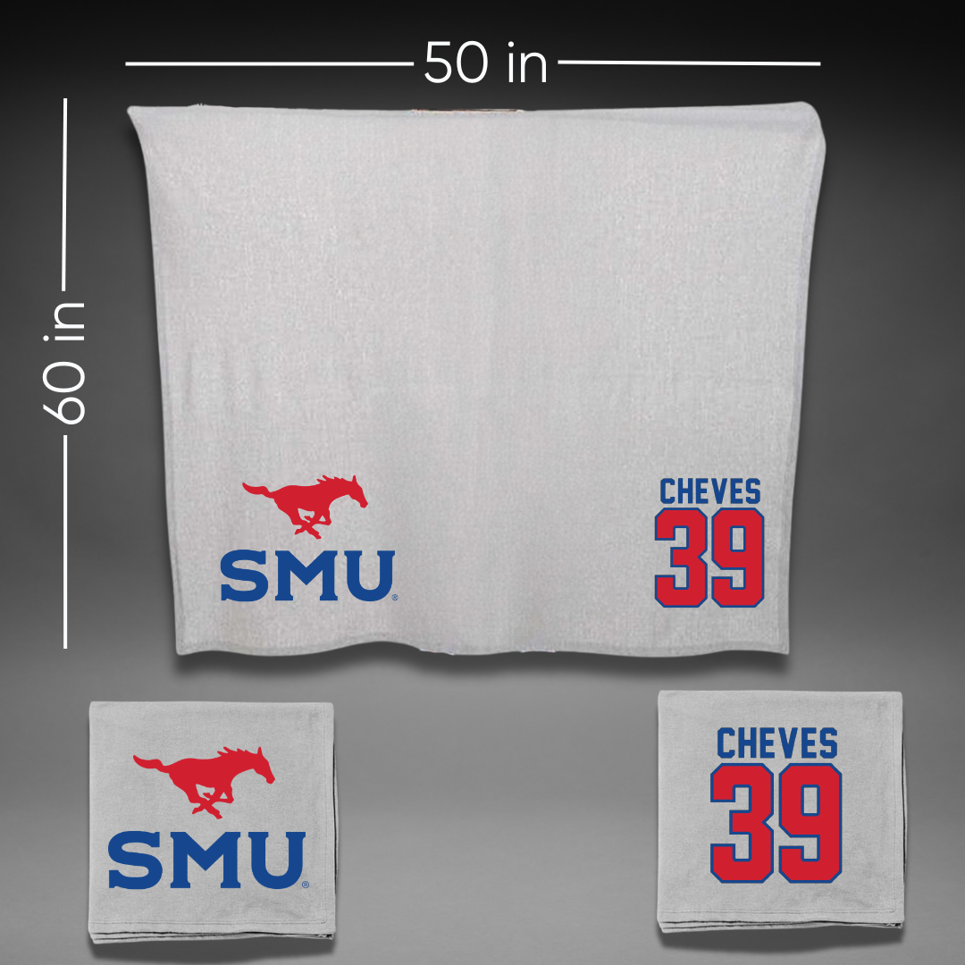 Southern Methodist University Football Gray Blanket - #39 Keaton Cheves