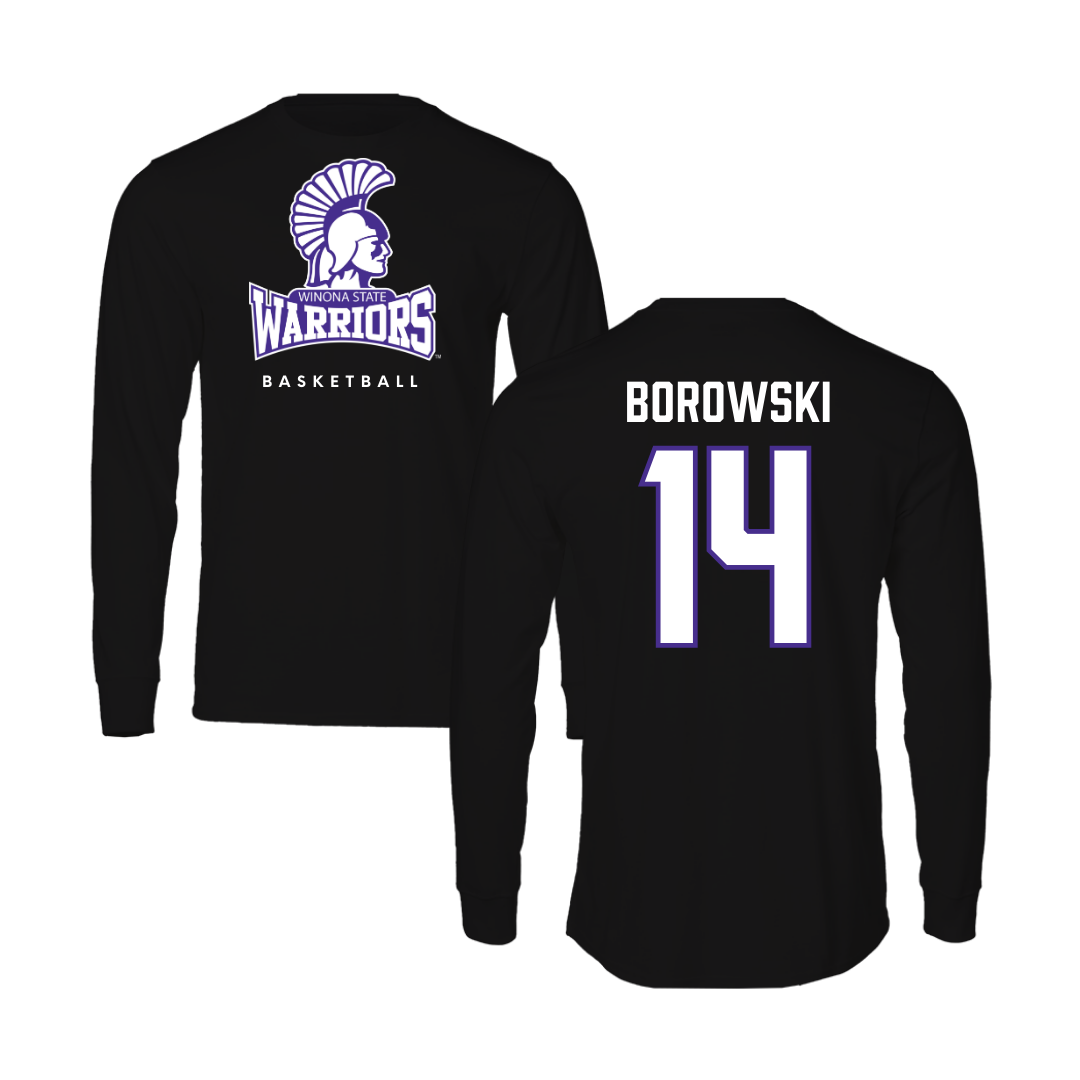 Winona State University Basketball Black Performance Long Sleeve - #14 Ty Borowski