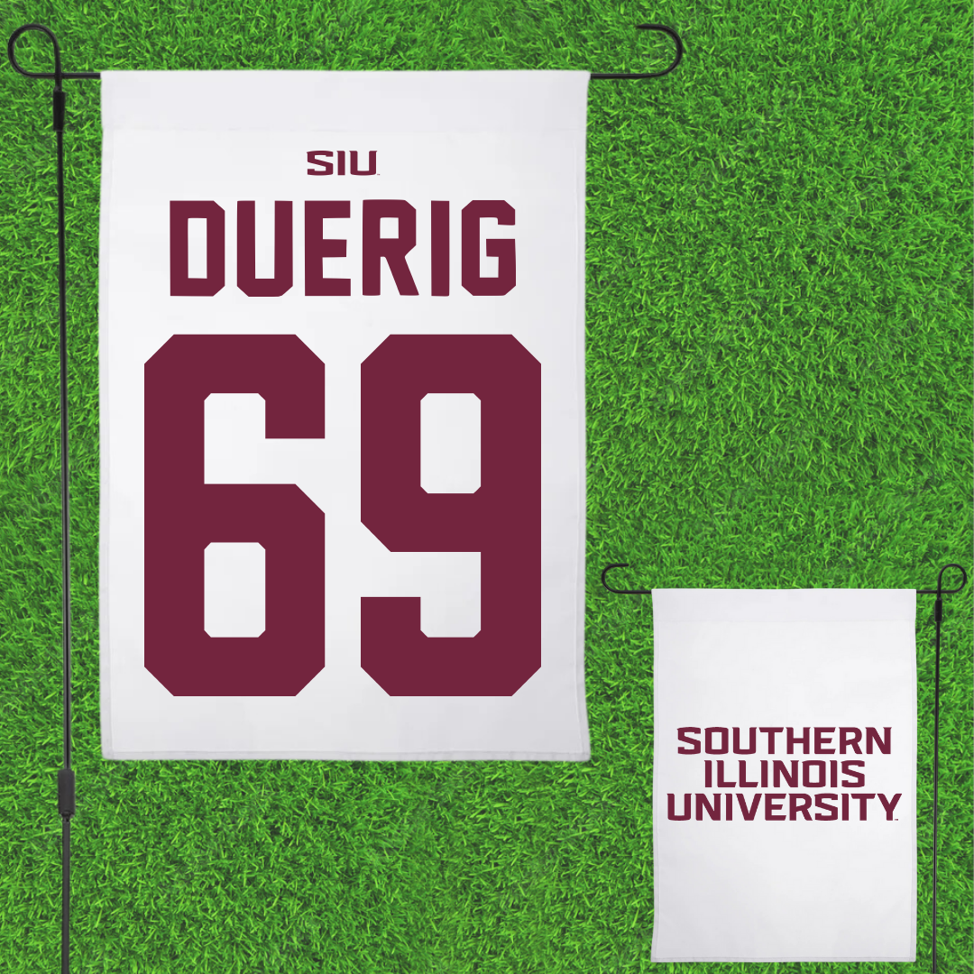 Southern Illinois University at Carbondale Football White Garden Flag - #69 Aidan Duerig