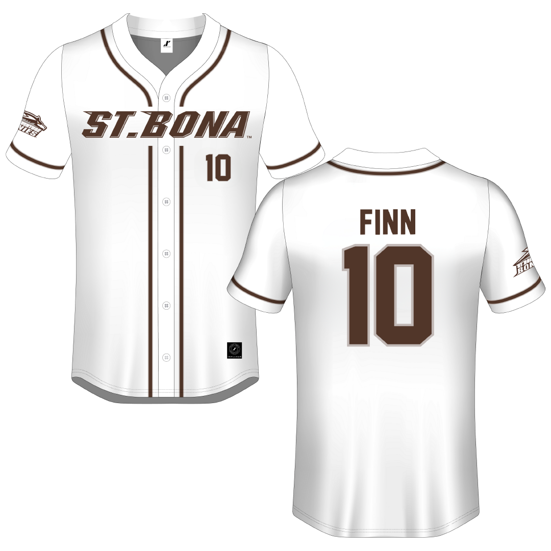 St. Bonaventure University White Button-Down Jersey - #10 Bobby Finn