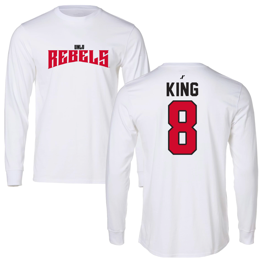 University of Nevada-Las Vegas Volleyball White Classic Performance Long Sleeve - #8 Caleigh King