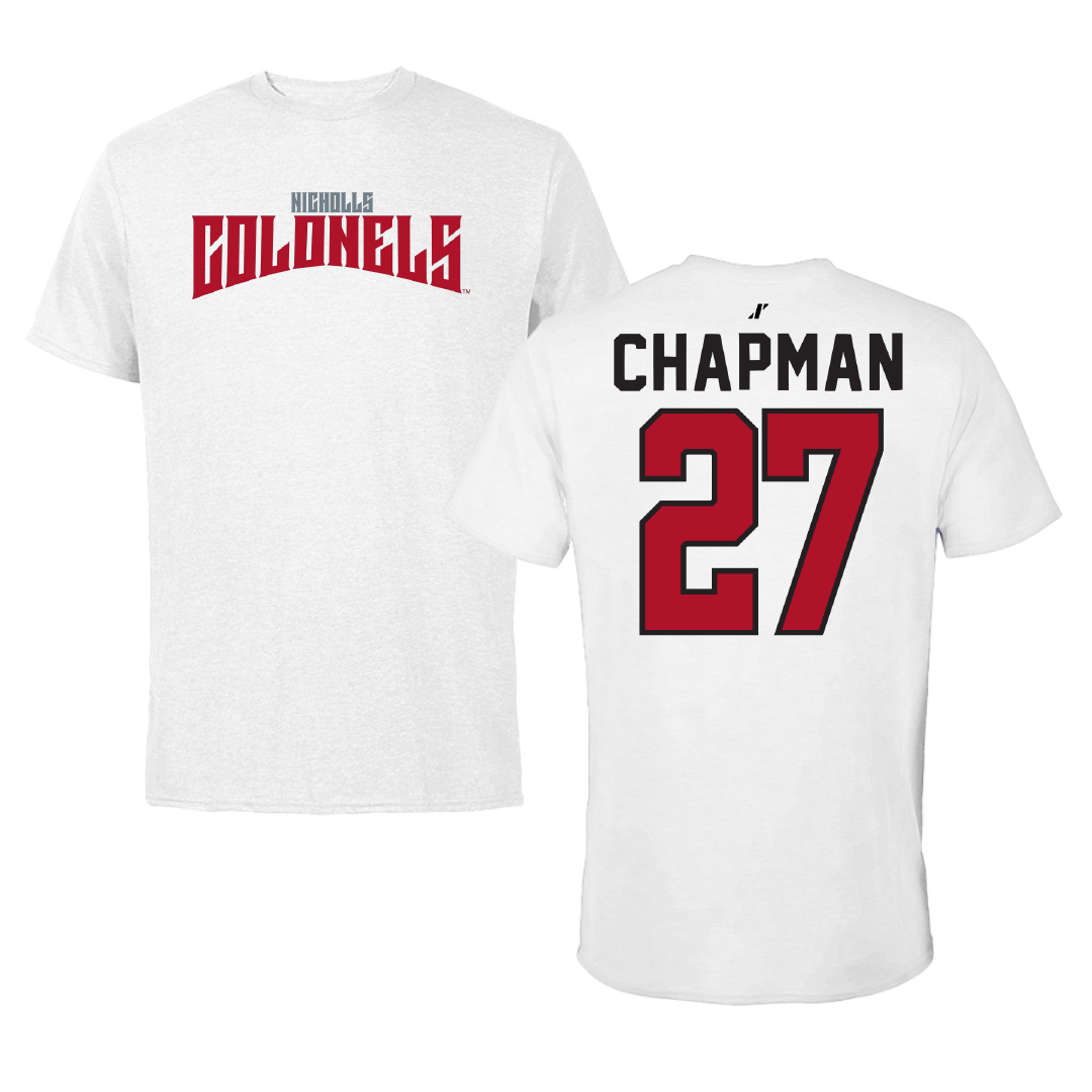 Nicholls State University Football White Classic Performance Tee - #27 Gil Chapman