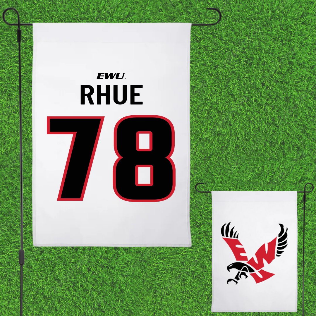 Eastern Washington University Football White Garden Flag - #78 Gabe Rhue