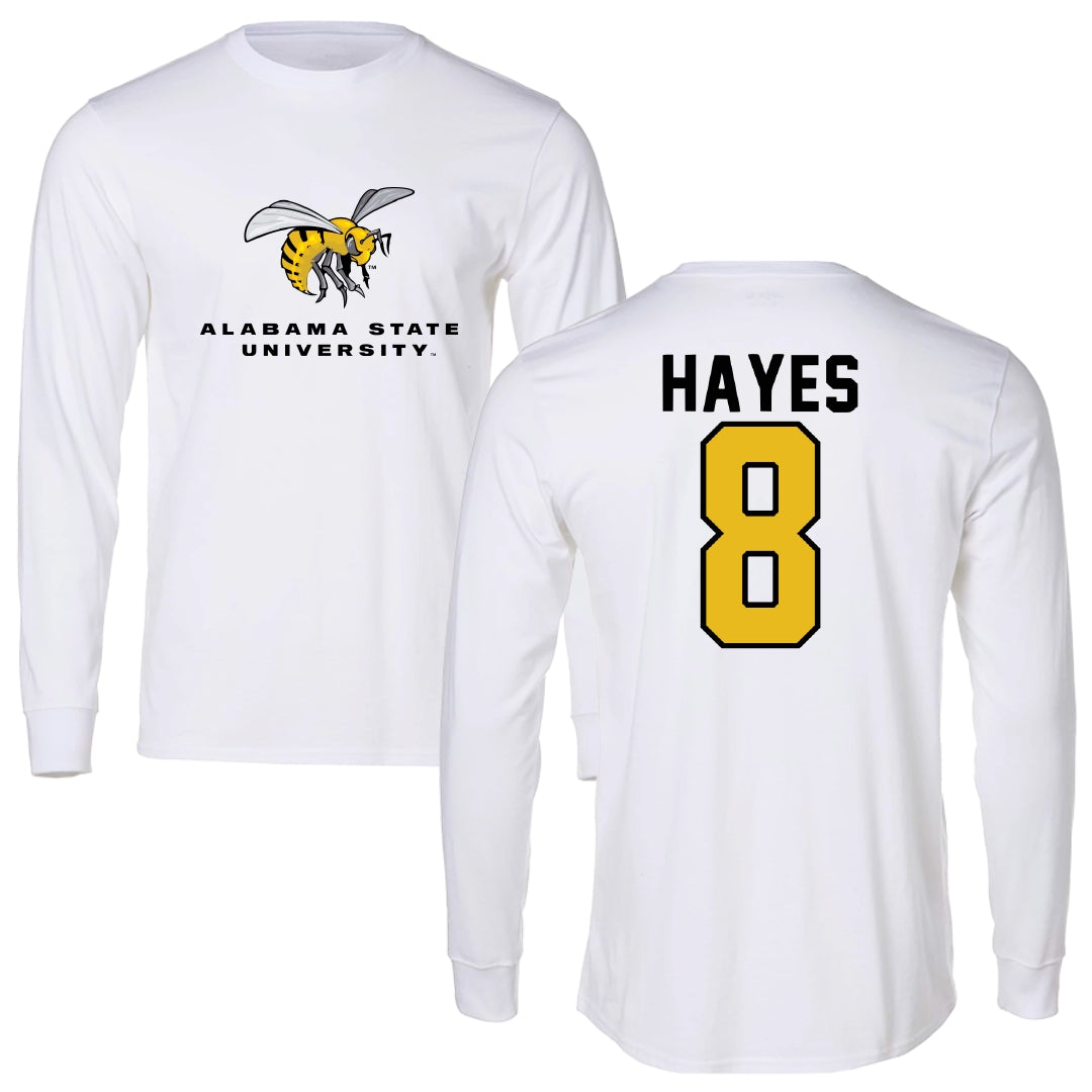 Alabama State University Football White Block Long Sleeve - #8 James Hayes