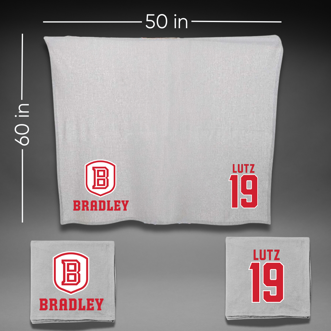 Bradley University Baseball Gray Blanket - #19 Travis Lutz