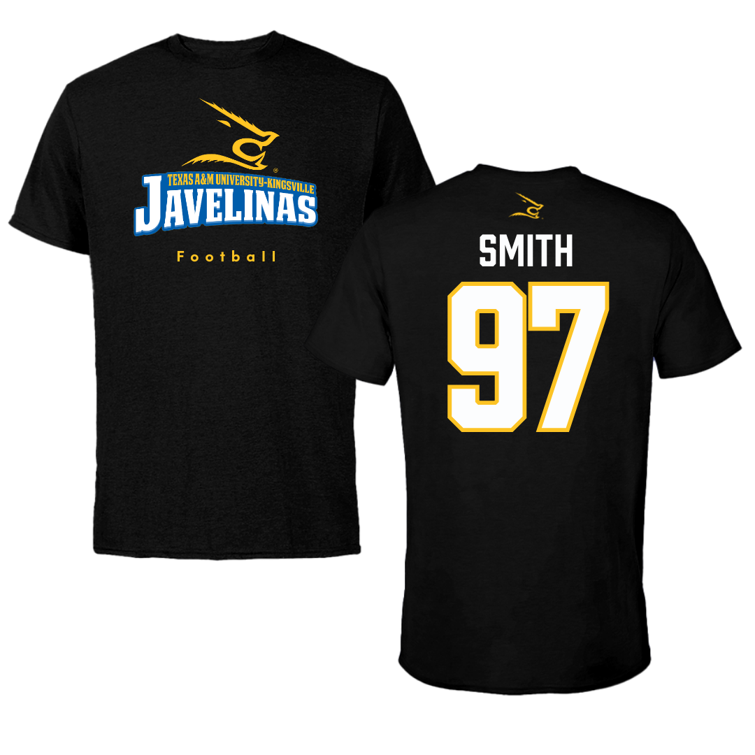 Texas A&M University-Kingsville Football Black Tee - #97 Victor Smith