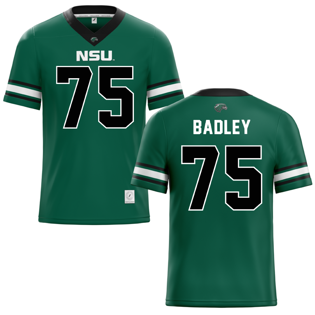 Northeastern State University Green Football Jersey - #75 Cayson Badley