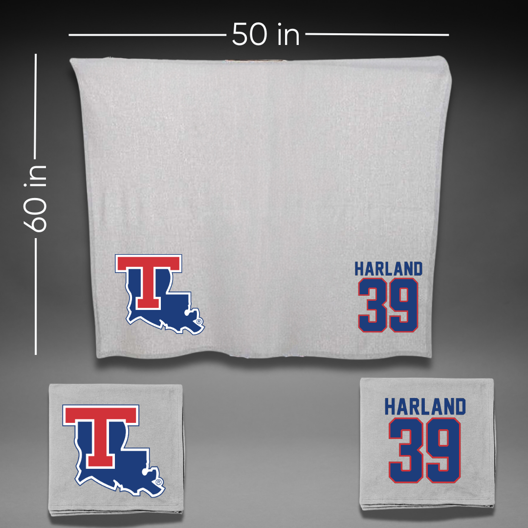 Louisiana Tech University Baseball Gray Blanket - #39 Ryan Harland