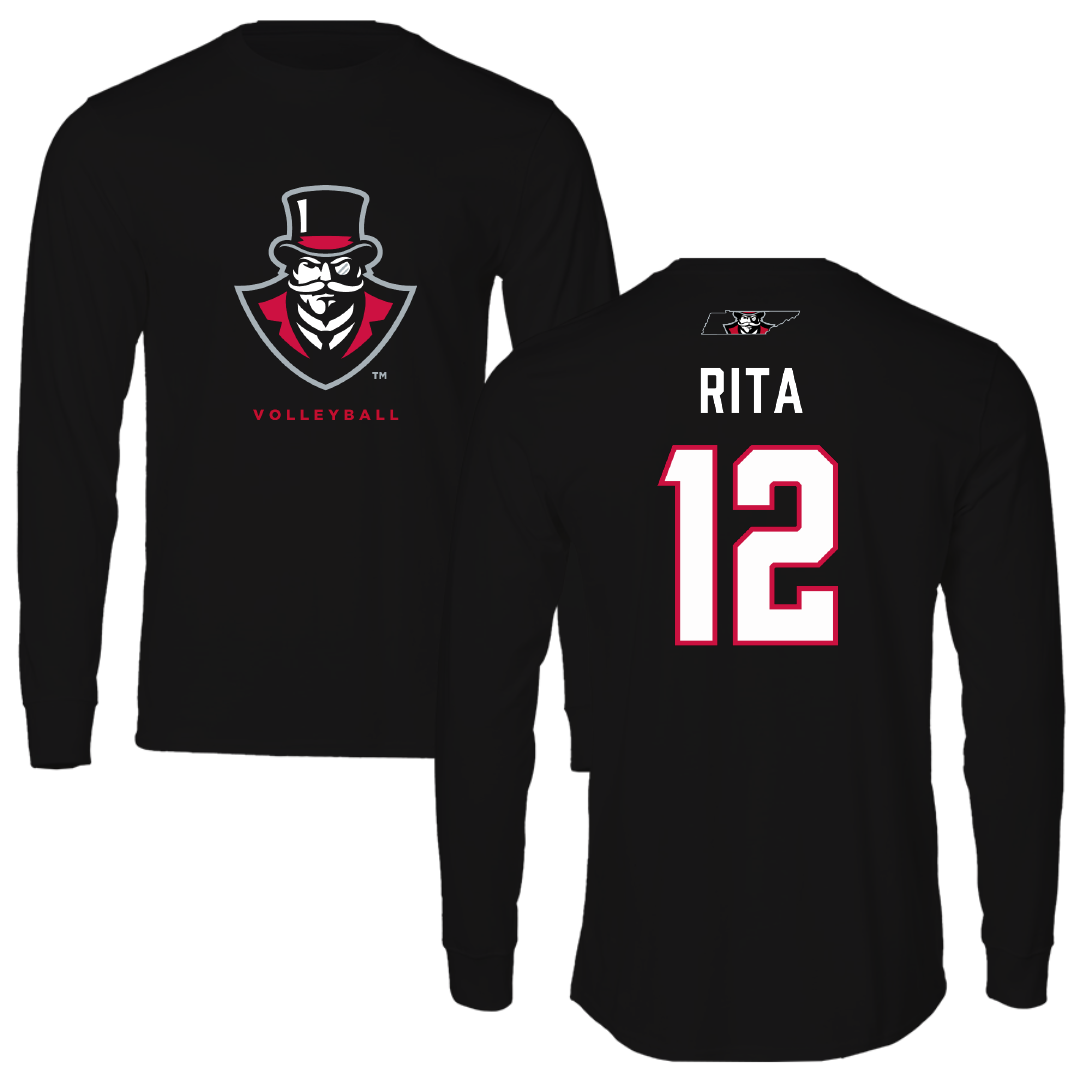 Austin Peay State University Volleyball Black Mascot Performance Long Sleeve - #12 Anna Rita