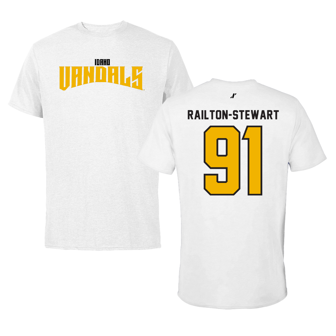University of Idaho Football White Classic Performance Tee - #91 Malakai Railton-Stewart