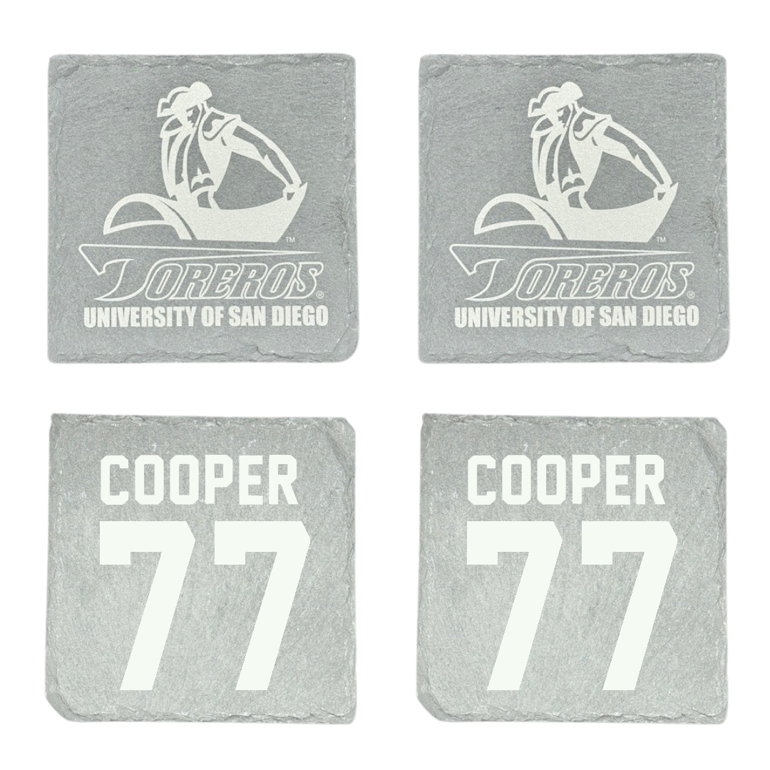 University of San Diego Football Stone Coaster (4 Pack)  - #77 Malachi Cooper