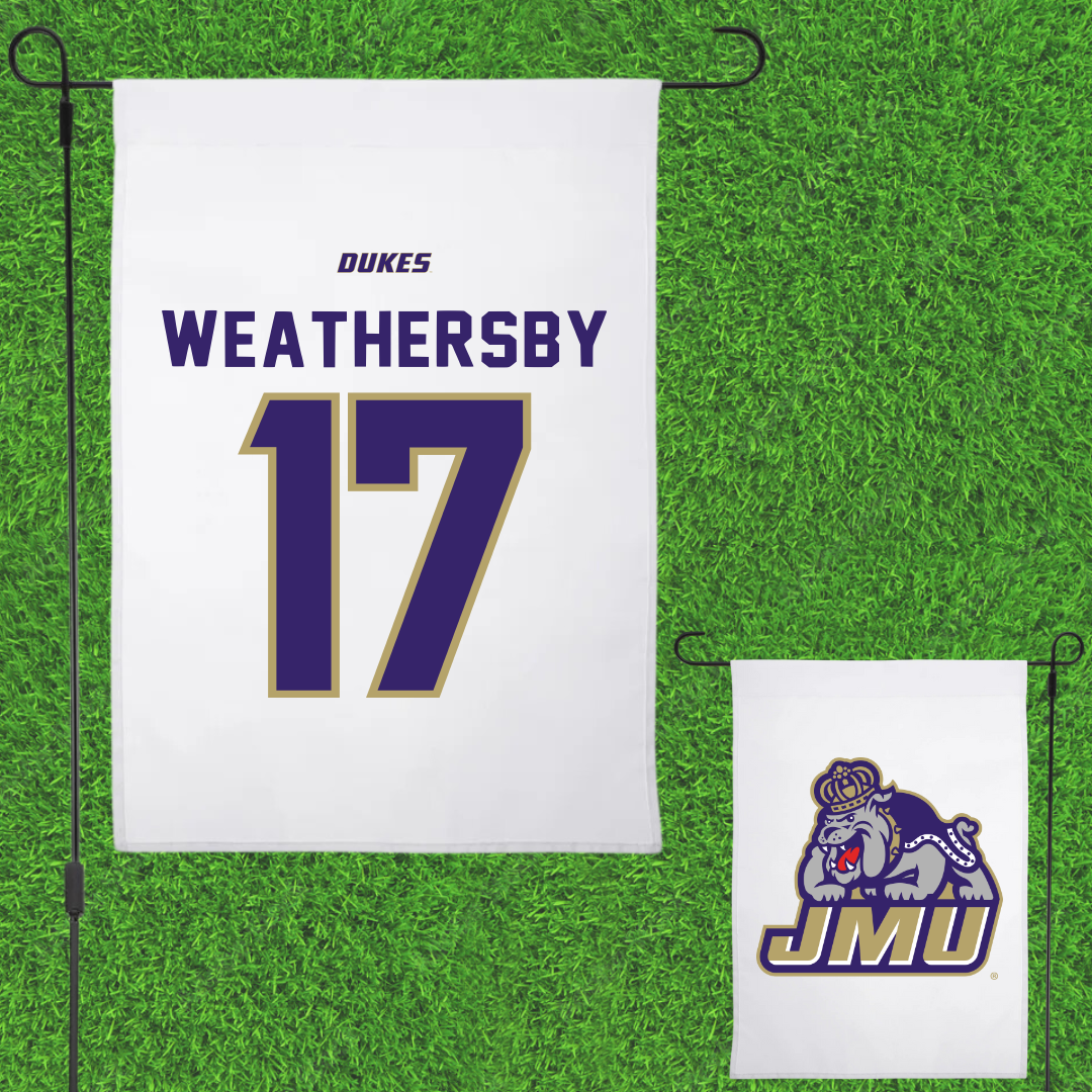 James Madison University Football White Garden Flag - #17 Gannon Weathersby