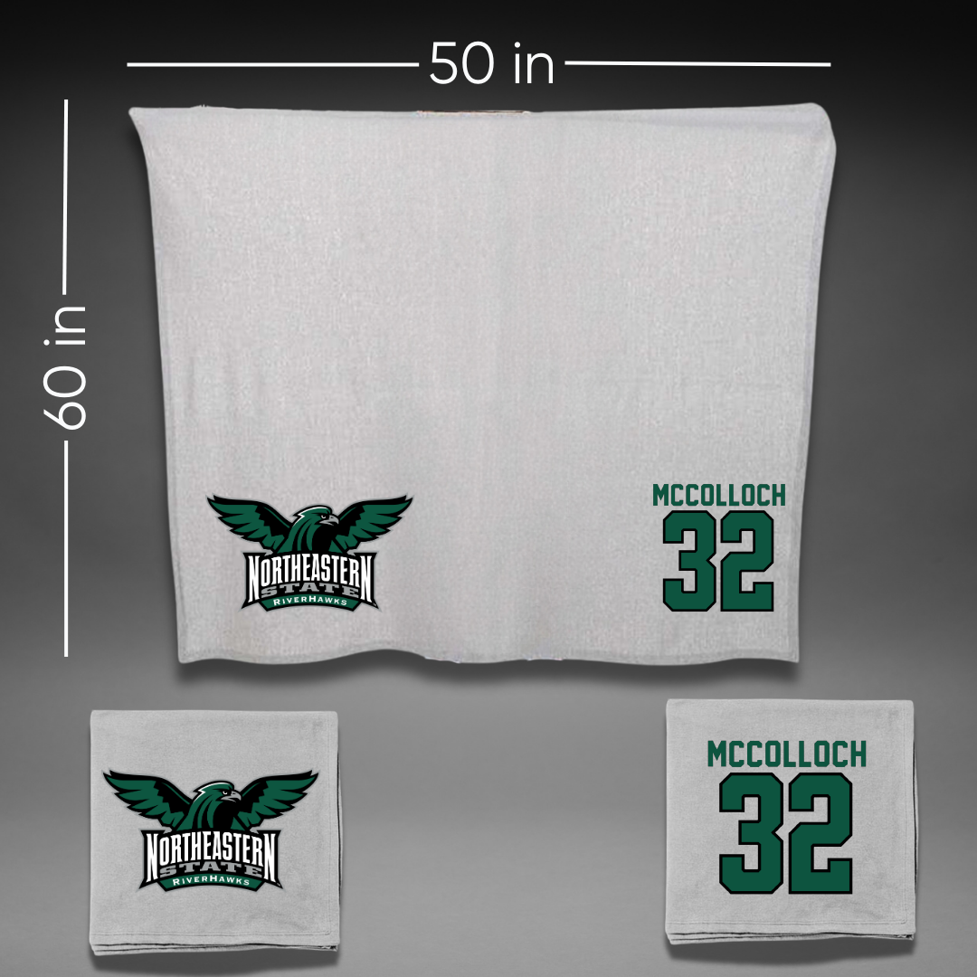 Northeastern State University Soccer Gray Blanket - #32 Cameron McColloch